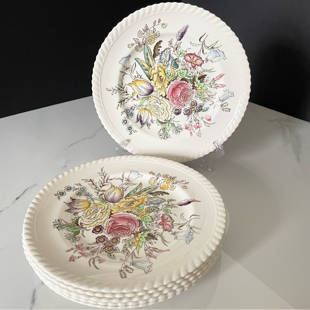 SET of 6 Salad Plates - Garden Bouquet by Johnson Brothers